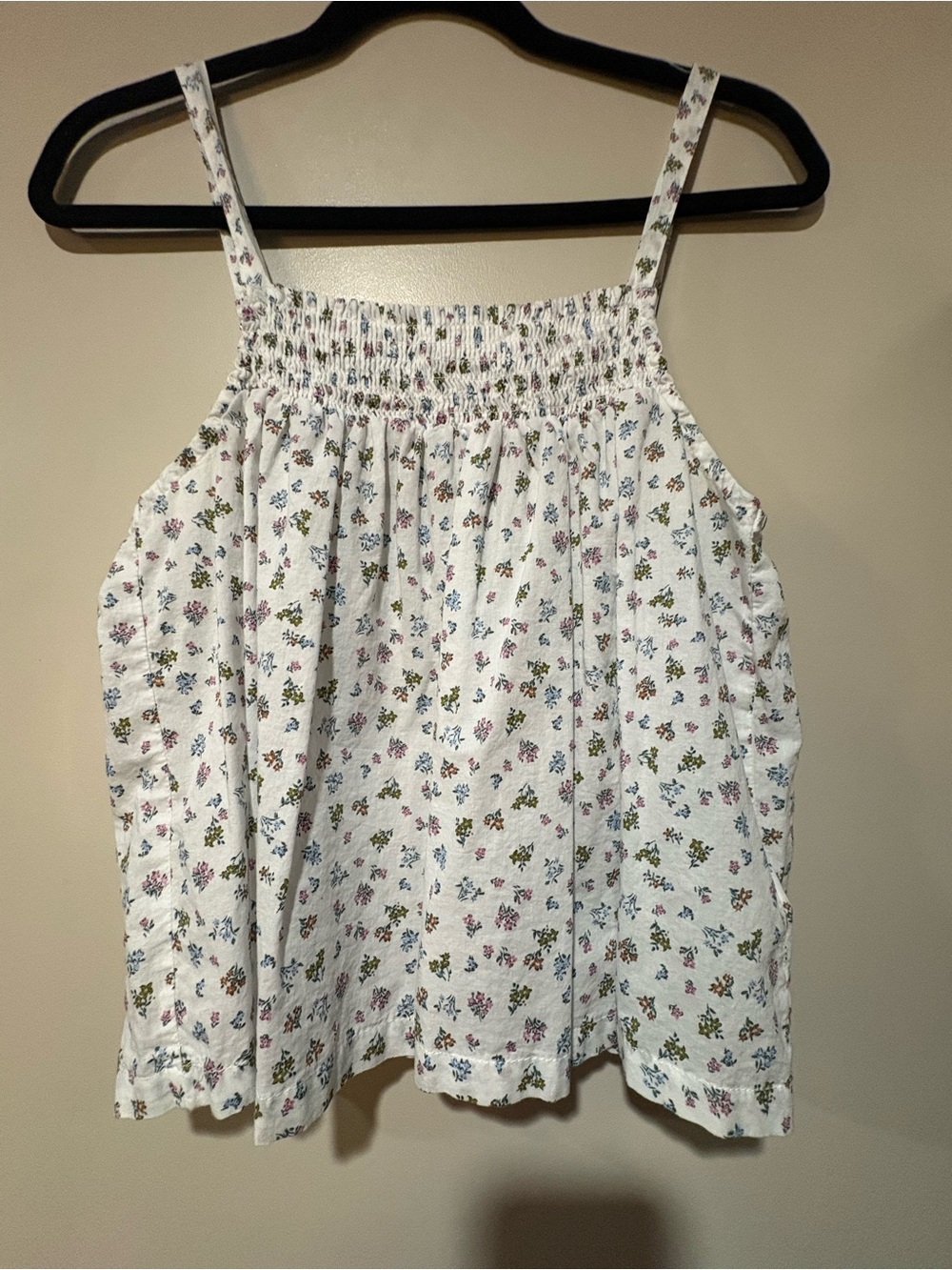 Dreaming of Jules White Smocked Floral Camisole Tank Top
